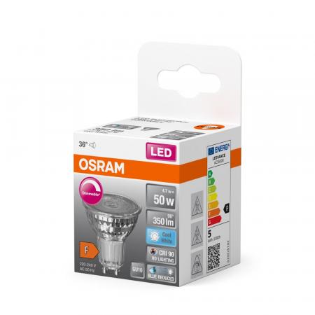 Osram GU10 LED Strahler Superstar Plus PAR16 HD LIGHTING 36° dimmbar 4000K 4,7W wie 50W CRI90  - sehr gute Farbwiedergabe